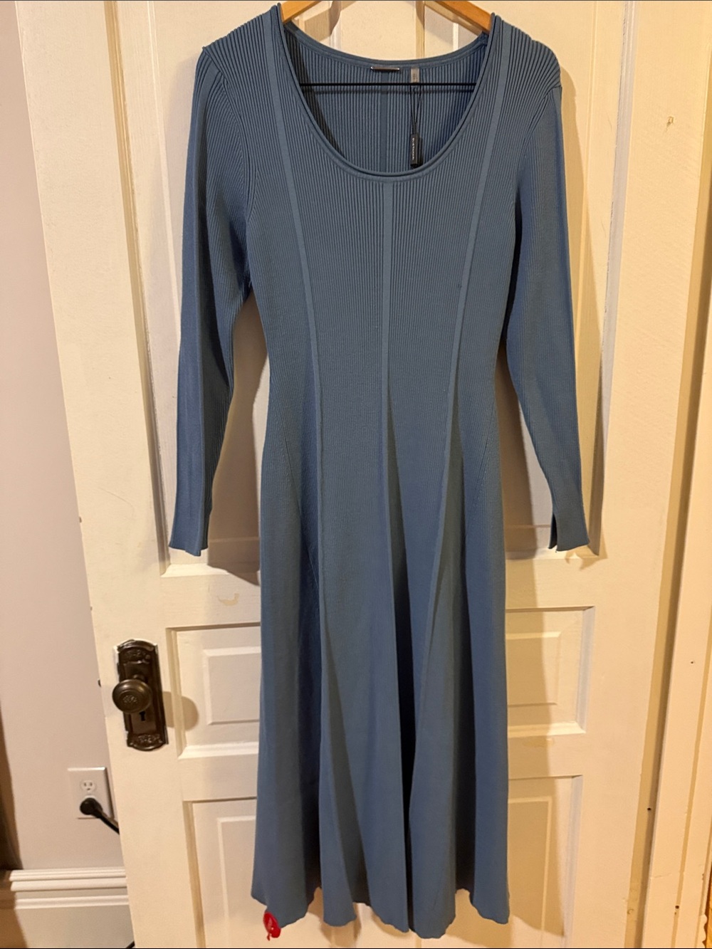 Elie Tahari Slate Blue Ribbed Midi Dress